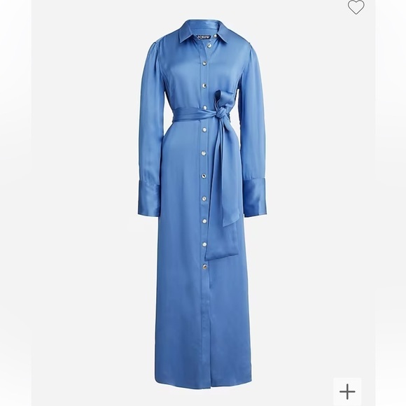J crew Drapey shirtdress in luster crepe Delphinium Blue - Picture 3 of 5